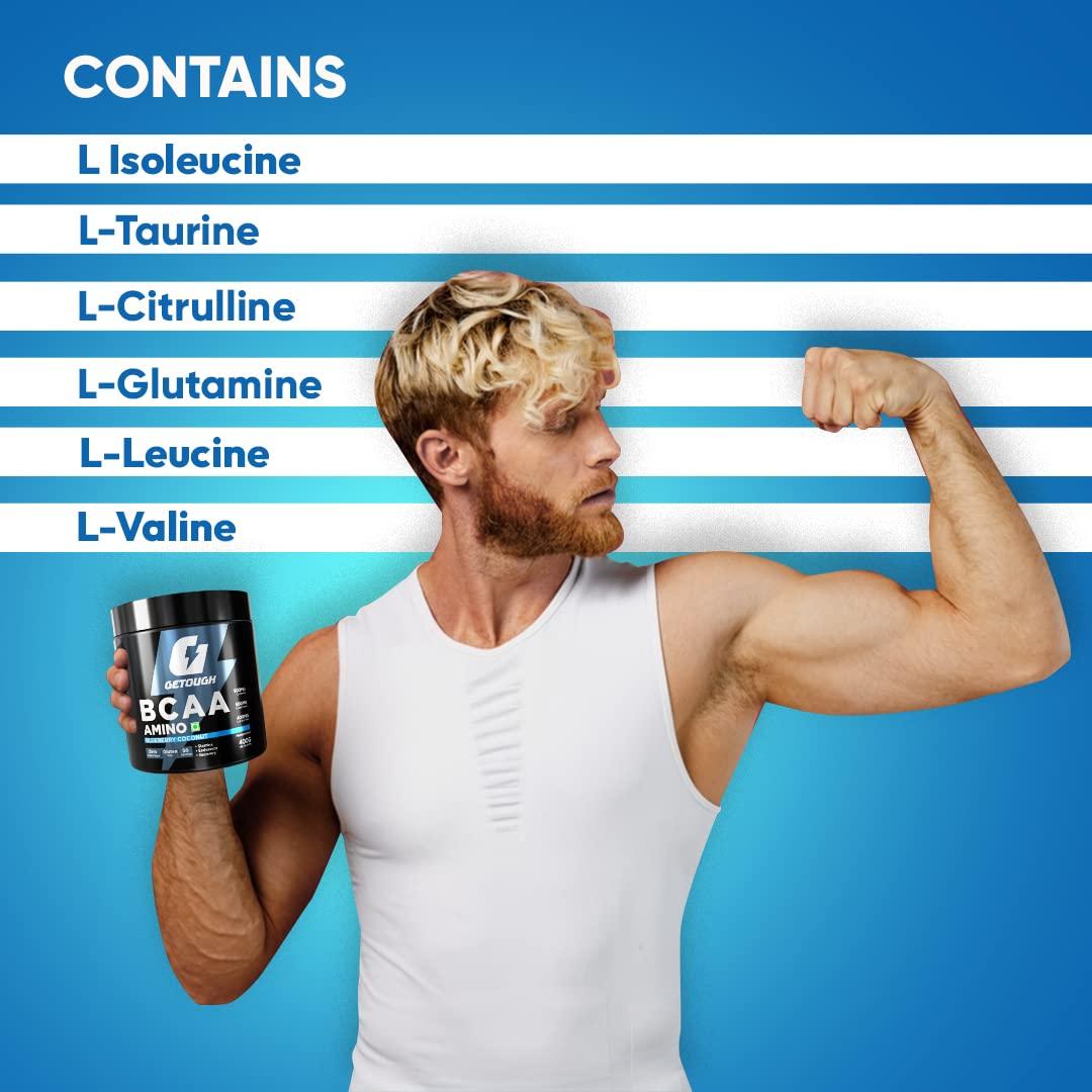 GETOUGH GETOUGH BCAA (Blueberry coconut) WITH L-TAURINE, L-CITRULLINE, L-GLUTAMINE For Muscle Recovery & Endurance - Pre/Post & Intra Workout Supplement 300 gm