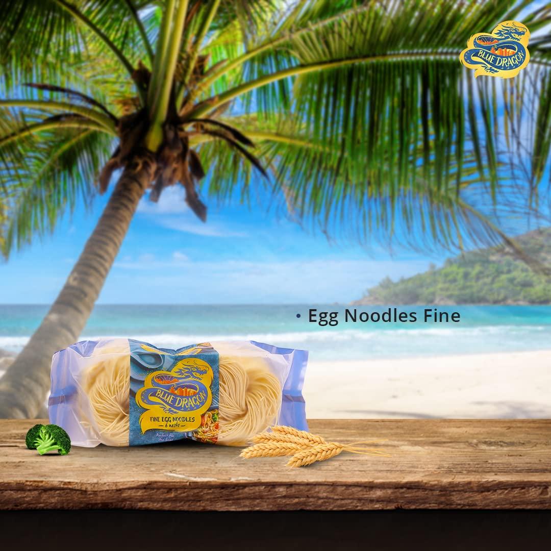 Blue Dragon Blue Dragon Egg Noodle Fine | No Preservative & Artificial Colors | Egg, Wheat, Soya, Peanuts And Nuts | Egg Noodles Packet -300Gm (Pack Of 2) - Vegetarian