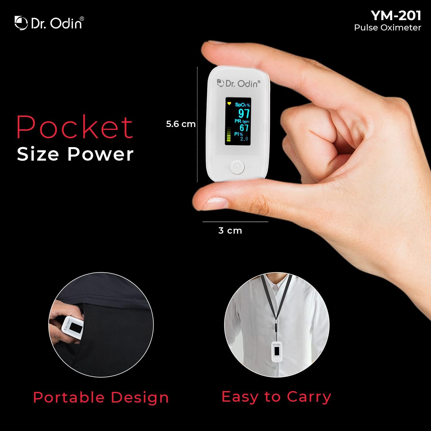Dr. Odin Dr. Odin YM-201 Fingertip Pulse Oximeter with LED Display and Auto Power Off, Perfusion Index and SpO2 (White, 1 Year Warranty)