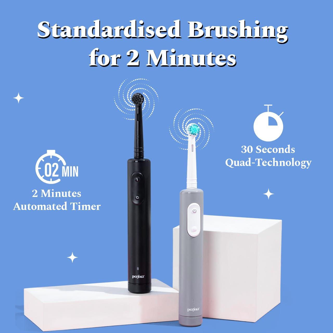 Perfora Perfora PRO Oscillating Electric Toothbrush | 2 Years Warranty | Electric Toothbrush Rechargeable, Electric Brush, Electric Toothbrush For Men & Women, 8800 RPM, 1 Mode, 2 min Auto Timer (Limitless Black)