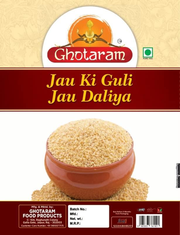 GHOTARAM Ghotaram Barley Jau Daliya Vegan Cracked Jau Digestive healthy Porridge/Nutritious Joo Jav Daliya | Sprouted Cracked Jau Dalia Energy-boosting Cooling summer Guli Rabdi drink flour-3980g