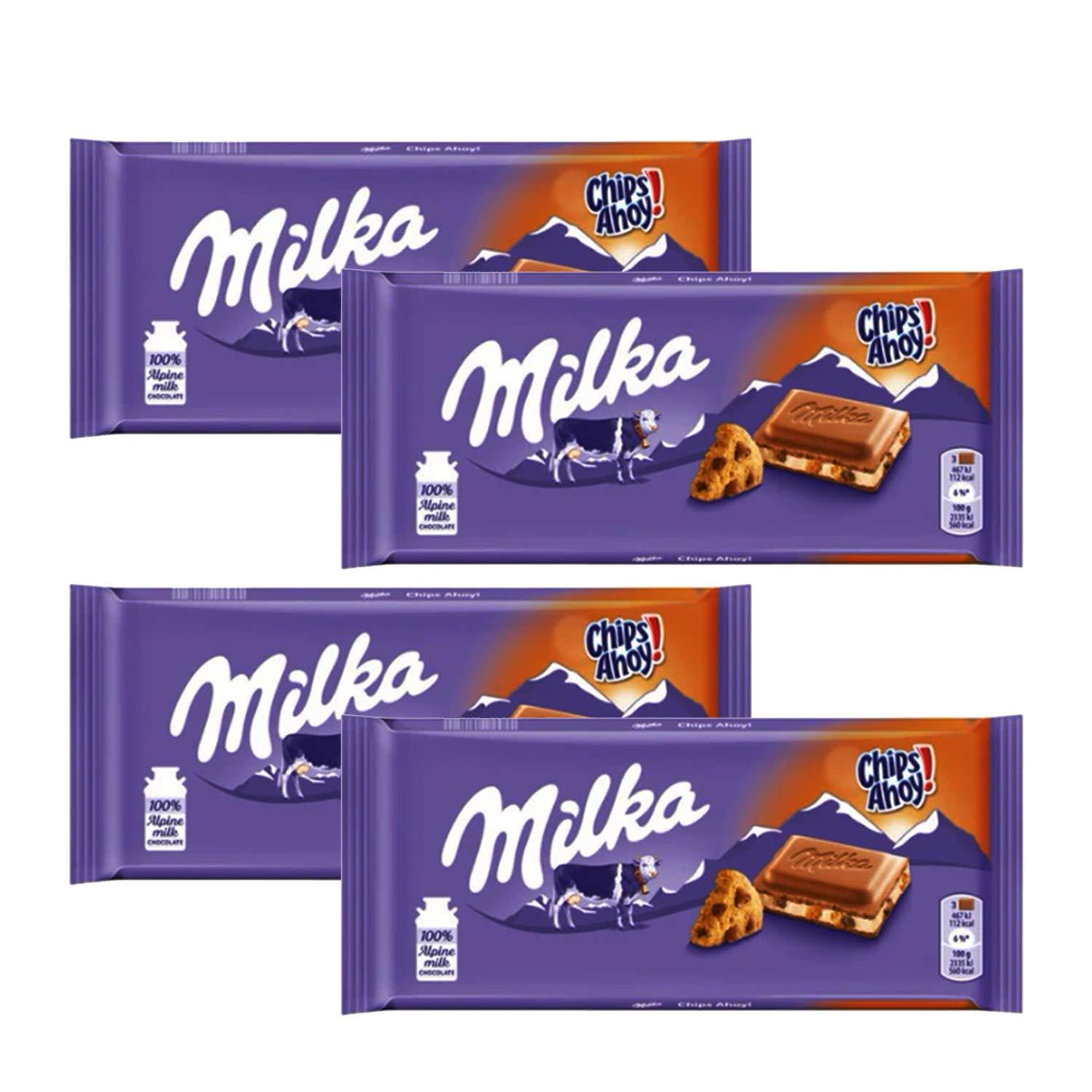 Milka Milka Chips Ahoy Chocolate Bar, 4 X 100 g