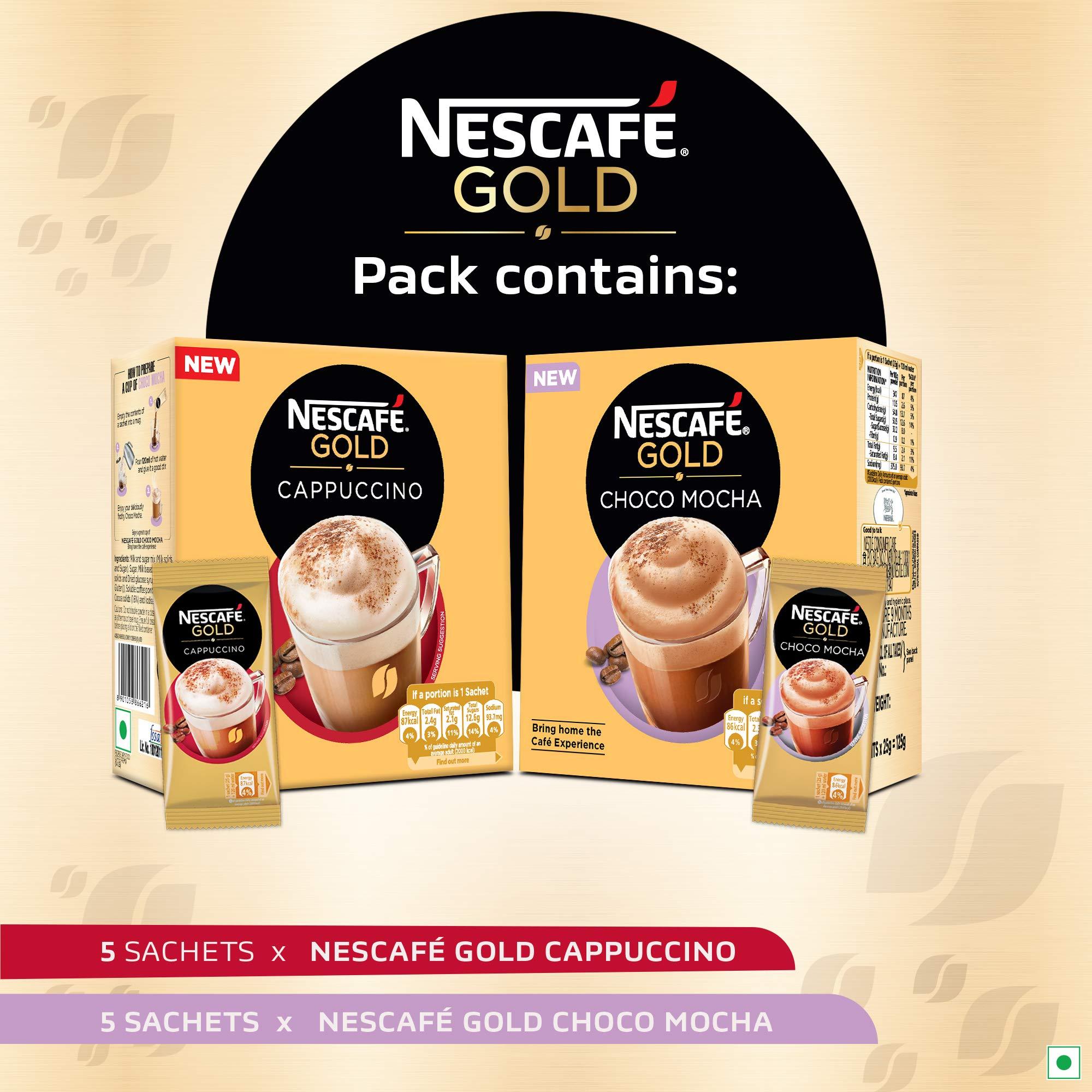Nescafé Gold NESCAFE Gold Choco Mocha| Frothy Delicious Coffee| Instant Coffee Premix Powder  Just add hot water | Cafe like Coffee at home | 250g Box (10 Sachets X 25 Gram)