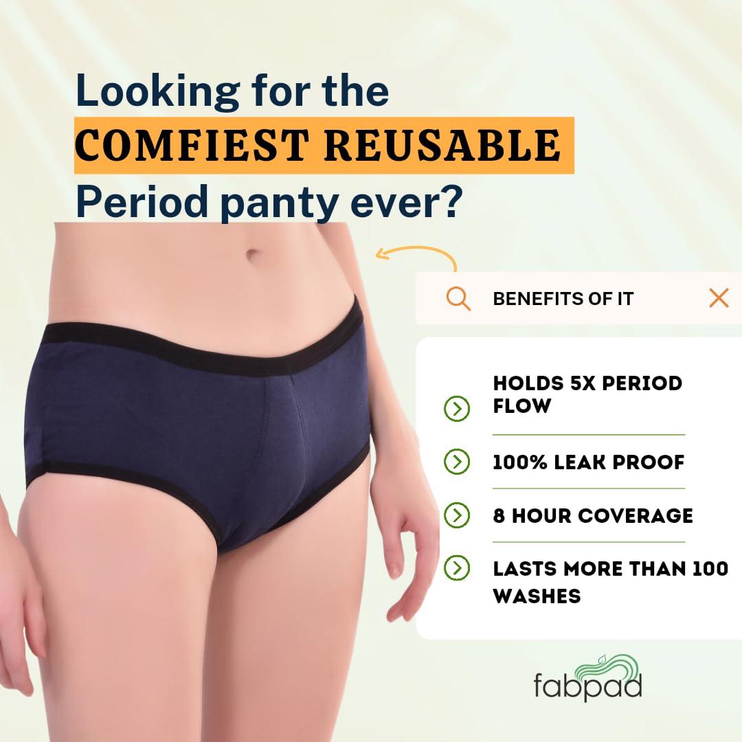 FabPad FabPad Women Reusable Leak Proof Period Panties Lasts for 3 Years Without Pads, Cups & Tampons (Pack of 1, Beige, 2XL)