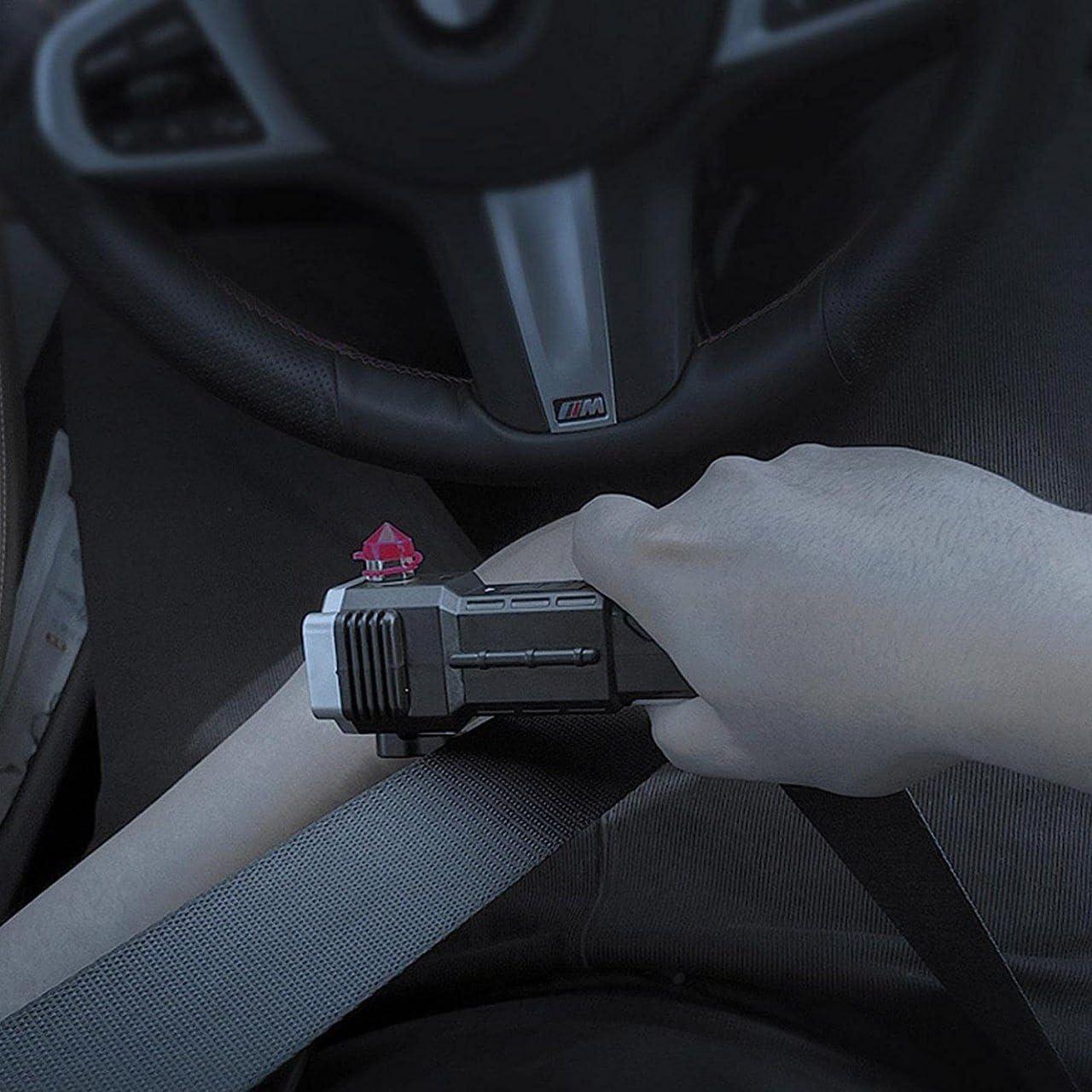 MN_Creation MN_Creation LED 3W Torch Light Rechargeable Torch Flashlight,Long Distance Beam Range Car Rescue Torch with Hammer Window Glass and Seat Belt Cutter Built in Mobile USB Fast Charger Power Bank