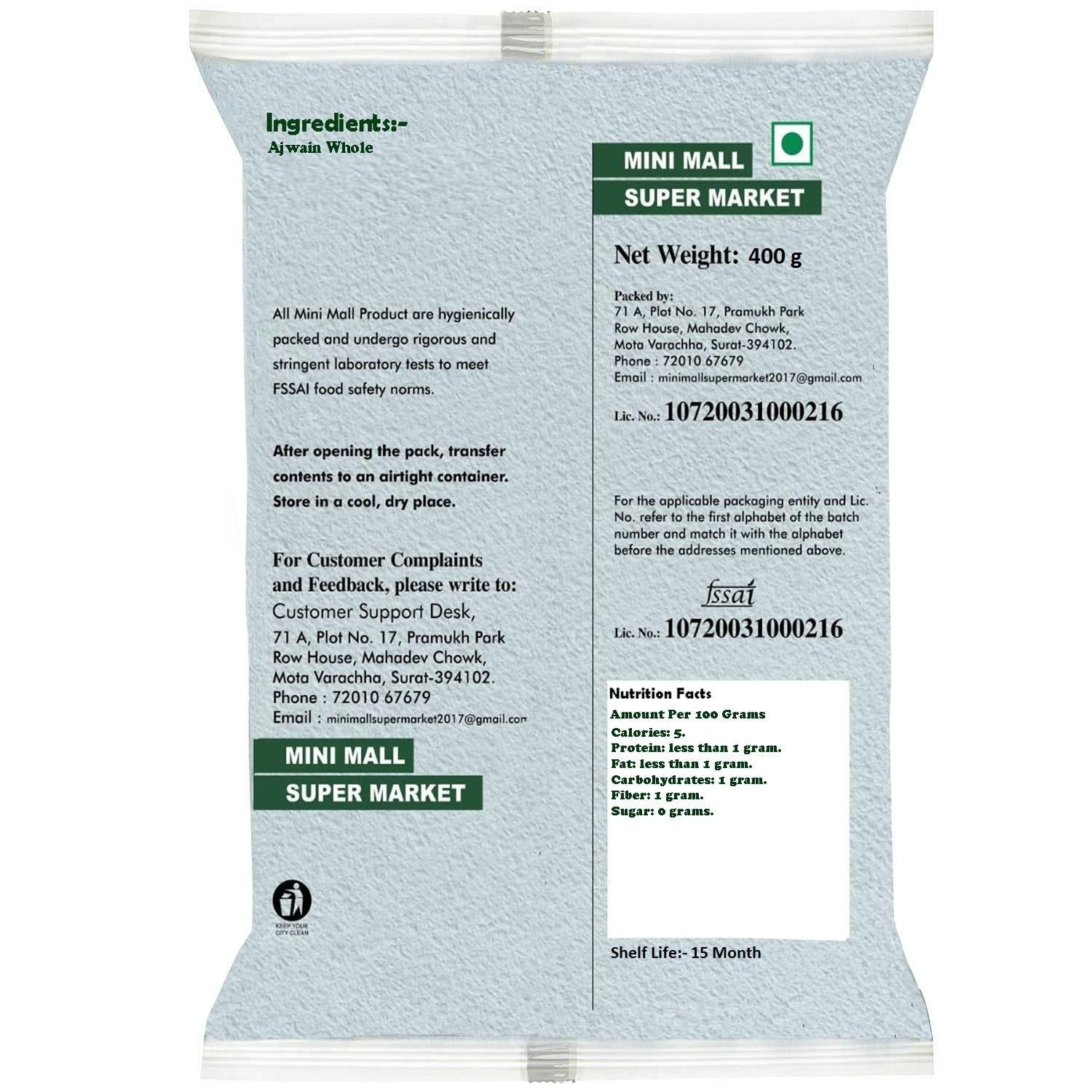 MINI MALL SUPER MARKET MiniMall Super Market Ajwain/Carrom Seeds/Vaamu (400 Gm)