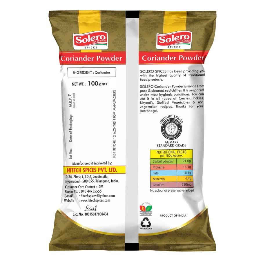 Solero Solero Coriander Powder 100 G Packet Dhaniya Powder No Flavours added 100 G (Pack of 2)