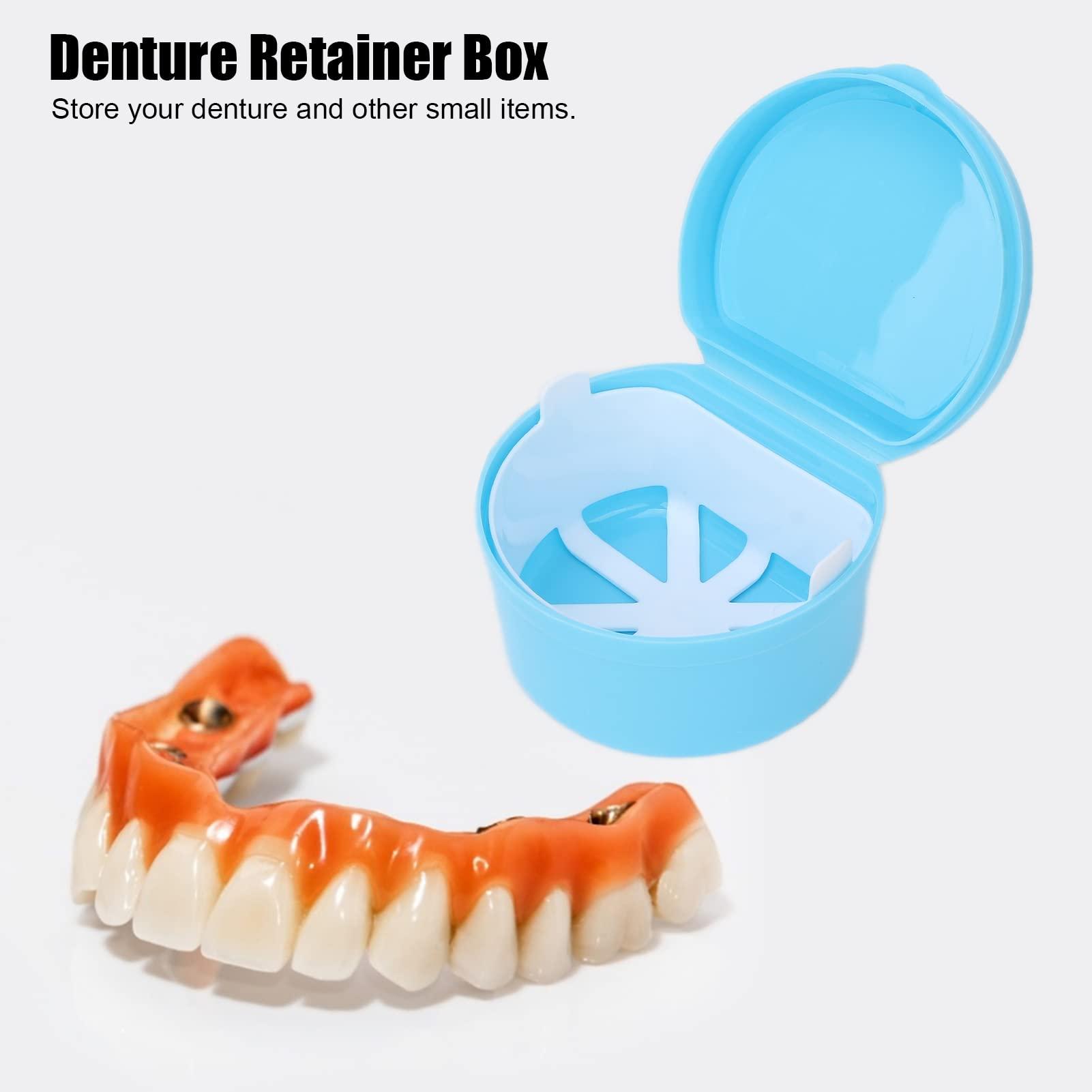 EXCLUZO EXCLUZO Dental Retainer Box, Non Toxic Odorless Lightweight Food Grade Denture Storage Container for Home for Artificial Teeth for Travel(Light blue)