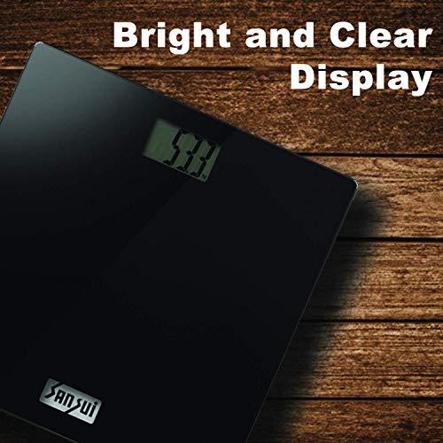 Sansui Sansui Digital Personal Human Body Weighing Scale, Bathroom Weight Machine with Large LCD Display, 150 kg (Black)
