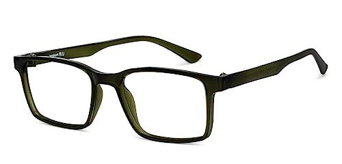 LENSKART BLU LENSKART BLU | Zero Power Blue Cut Computer Glasses | Anti Glare, Lightweight & Blocks Harmful Rays | UV Protection Specs | Green | Men & Women | Medium | LB E14454