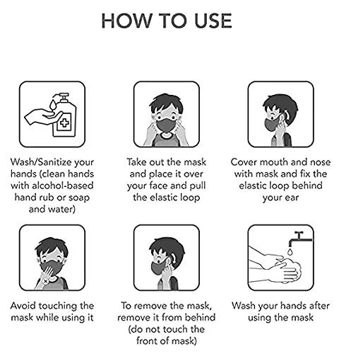 MAPLE MAPLE Boy's and Girl's Cotton Cute Designer Reusable Washable Breathable Face Mask with Adjustable Earloops Without Valve Multicolour (PACK OF 5) (Age 7-14 Years)