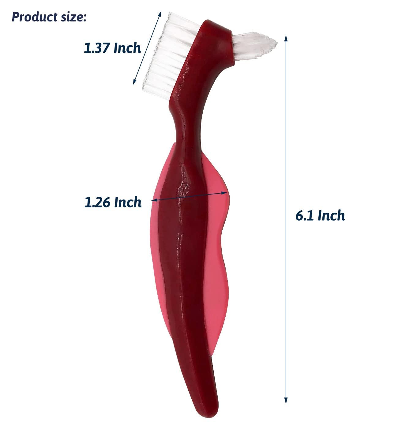 sammiy 3 Pcs Premium Hard Denture Brush Toothbrush, Cleaning Brush, Multi-Layered Bristles & Portable Denture Double Sided Brush, Denture Care