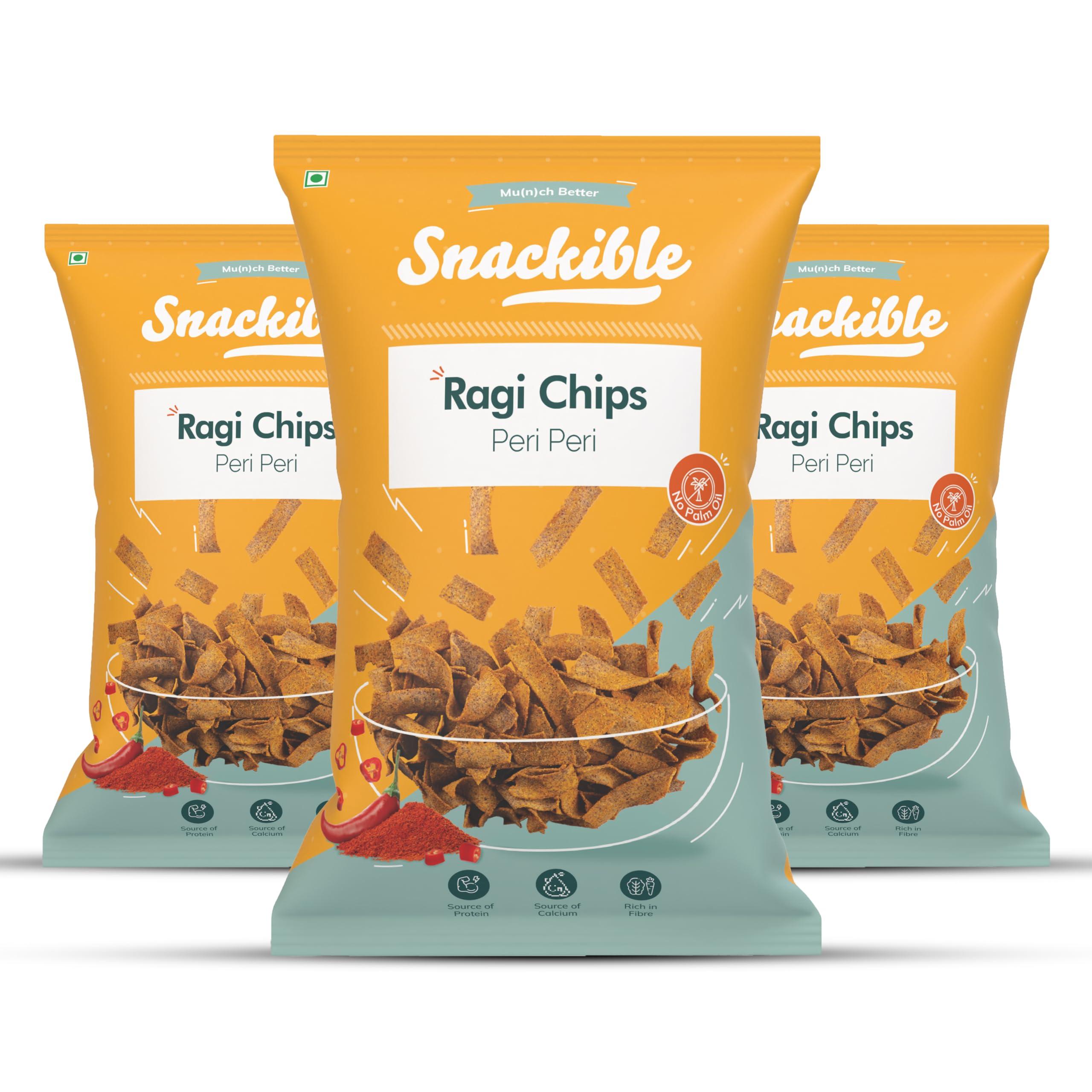 Snackible MU(N)CH BETTER Snackible MU(N) CH BETTER Peri Peri Ragi Chips-55Gm (Pack Of 3)
