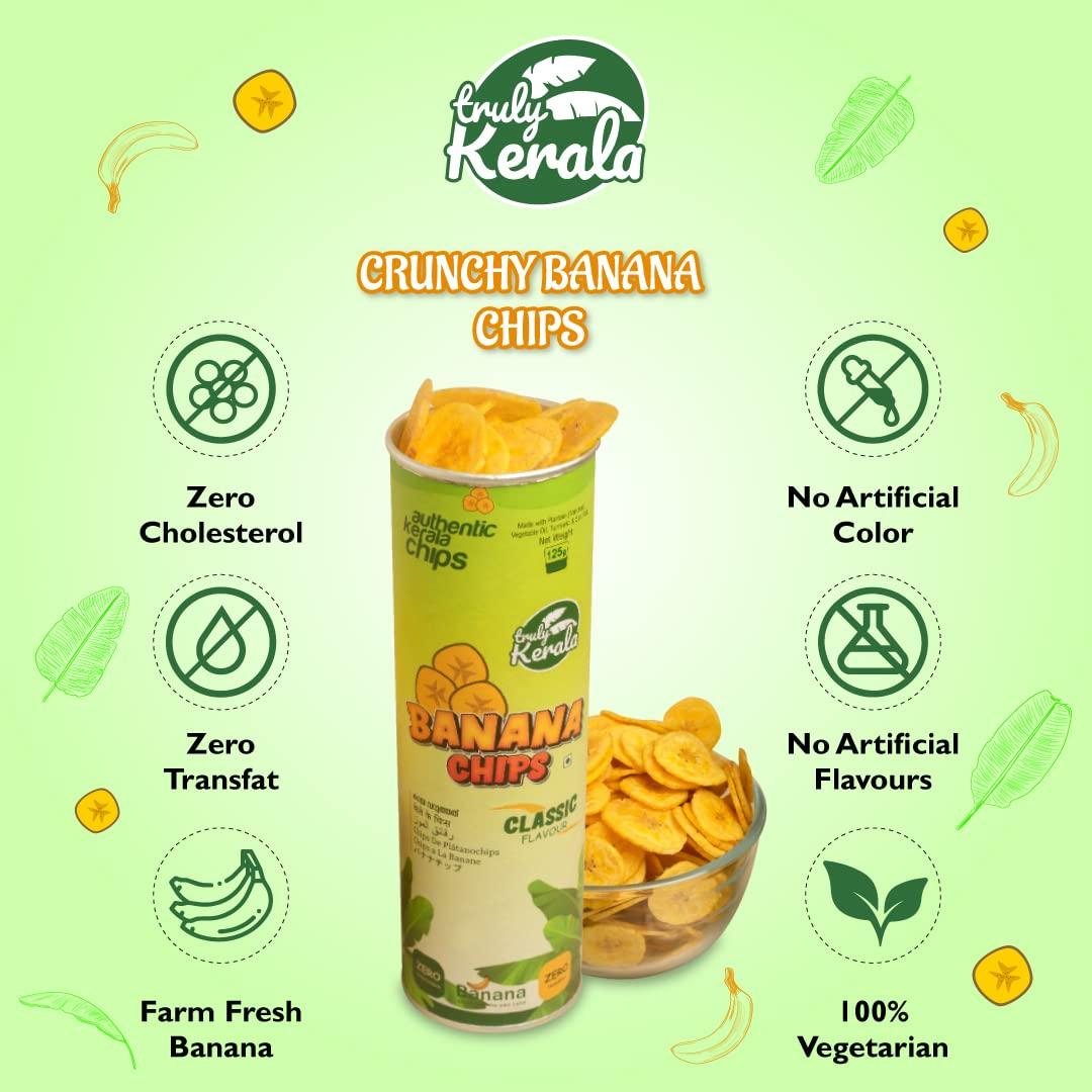 TrulyKerala TrulyKerala - Premium Kerala Banana Chips made with Organic Nendran Banana & Turmeric. Fried in Coconut Oil. Crispy Yellow Banana Wafers (No Artificial Colours or Flavours)