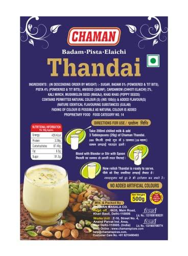 CHAMAN Chaman Thandai Powder with Badam Pista Elaichi 500G [Refreshing Taste]