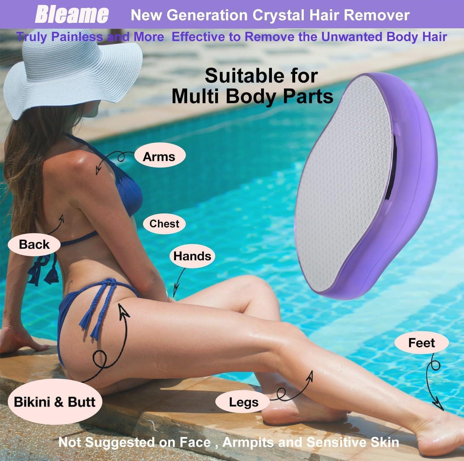 Bleame Bleame Crystal Hair Eraser, Bleame Crystal Hair Remover, for Men & Women Arms Legs Back, Fast & Easy Exfoliate, Soft Smooth Silky Skin, Apply To Any Part Of The Body (Purple) (Black)