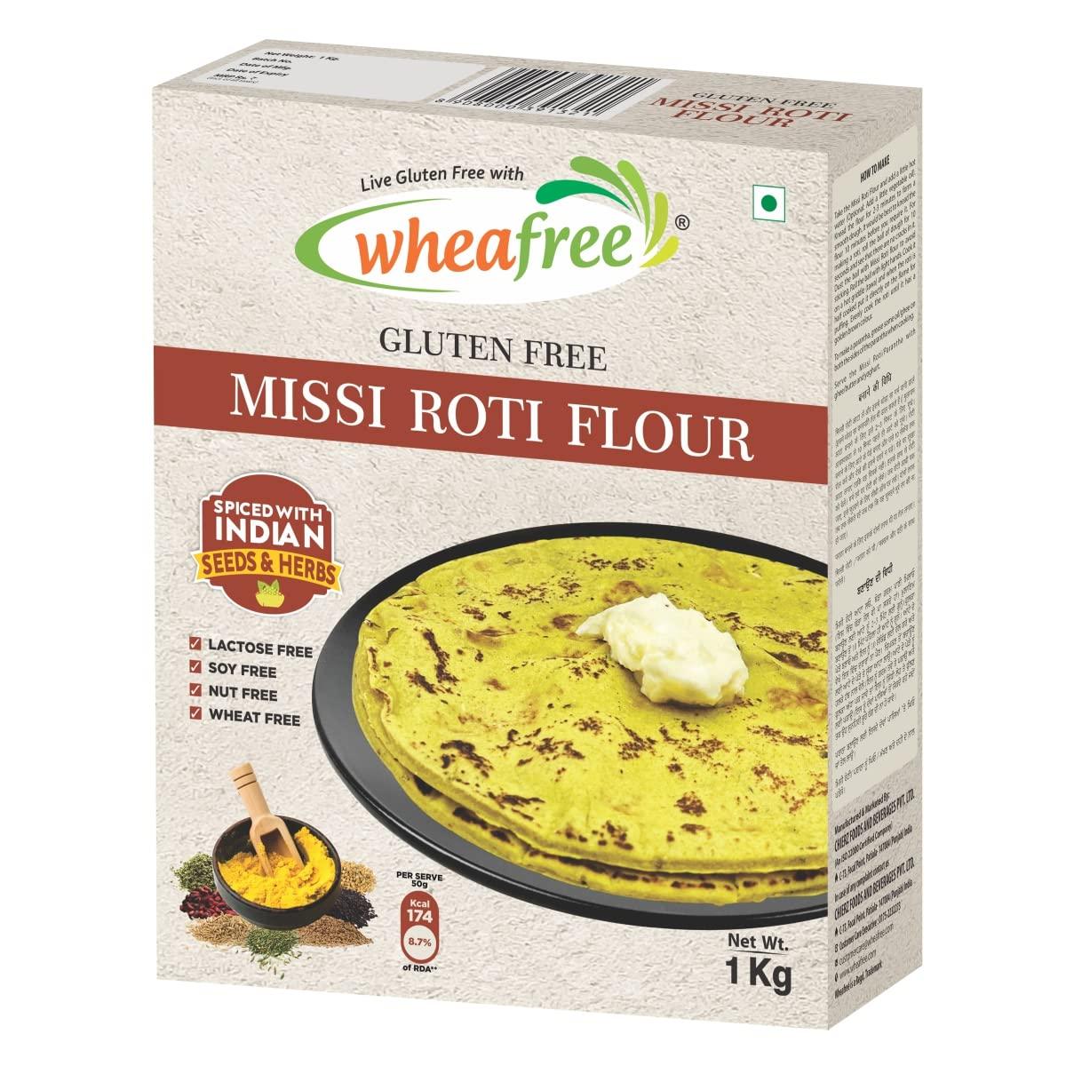 wheafree Wheafree Gluten Free Combo Pack - Missi Roti Flour 1Kg + Gluten Free Multigrain Flour (1kg x 2) | High in Protein, Vitamins, Minerals and Micronutrients | 100% Gluten Free Veg Ingredients