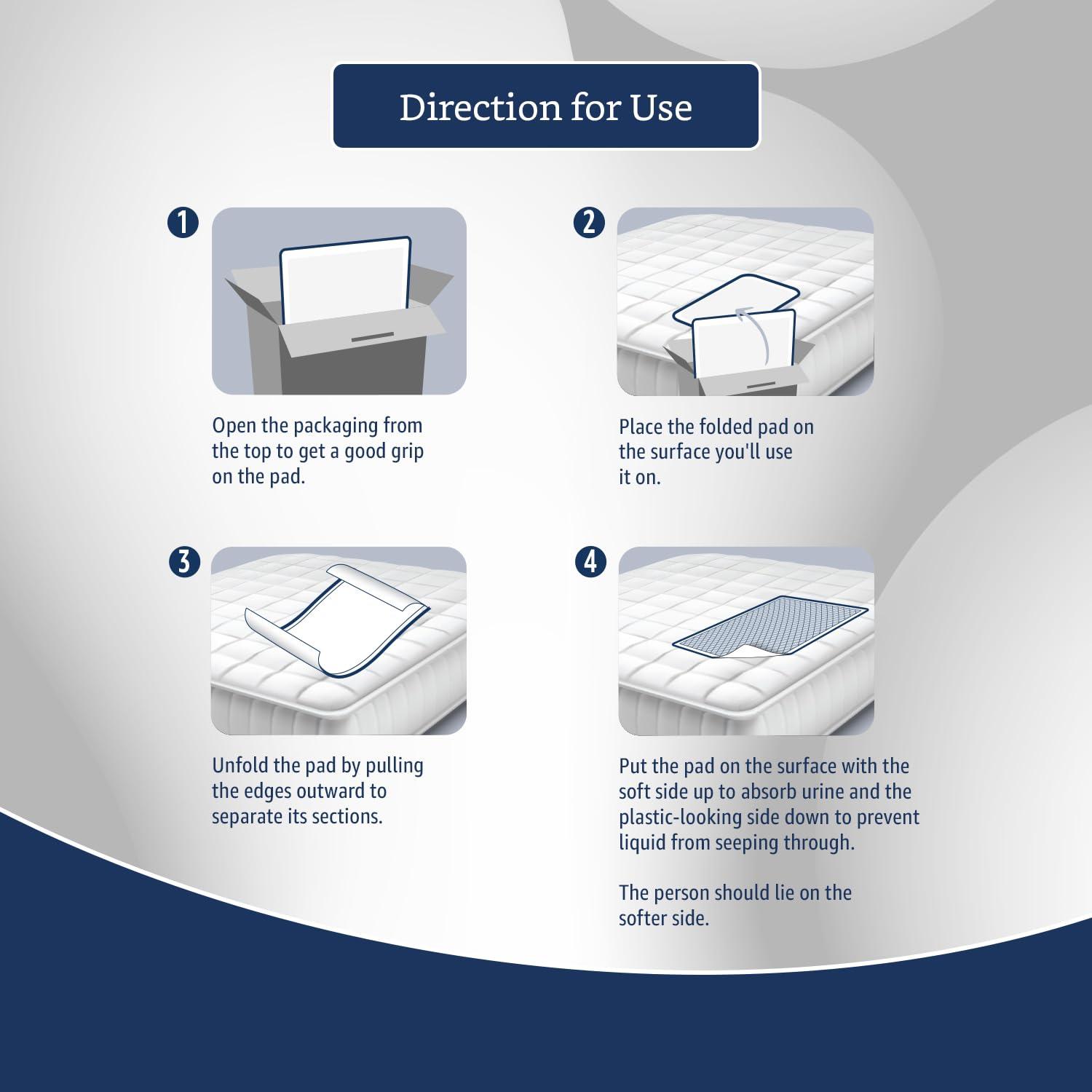 Amazon Brand - Solimo Amazon Brand - Solimo Premium Underpads Large (L) Size, 10 count| 90 X 60 cm|Unisex, High Absorbency, Super soft