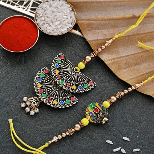 Hamam Dasta Rakhi for brother and bhabhi with sweets Anjeer Chakkar Dry Fruit Ladoo Moong Thaal Rose Katli 1Kgs by The House Of Treats Premium Yellow Rakhi gift for brother with sweets Rakhi Combo Pack