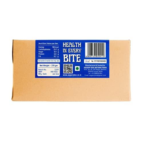 JAGGERY BOX Jaggery Box Blueberry Mocha Granola Snack Bar | All Natural with Wholegrains & Honey | No Preservatives & Artificial Flavours | 270g, Pack of 6 bars