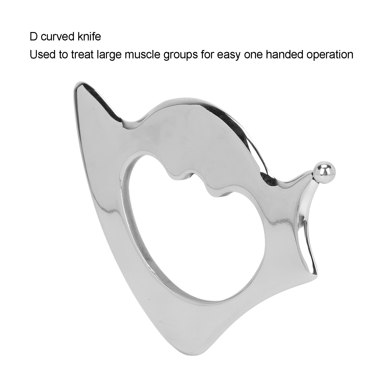 Asixxsix Guasha Scraping Massage Tool, Middle Hole Muscle Scraper Scraping Blade Stainless Steel D Shaped Arc Knife for Back Legs Neck