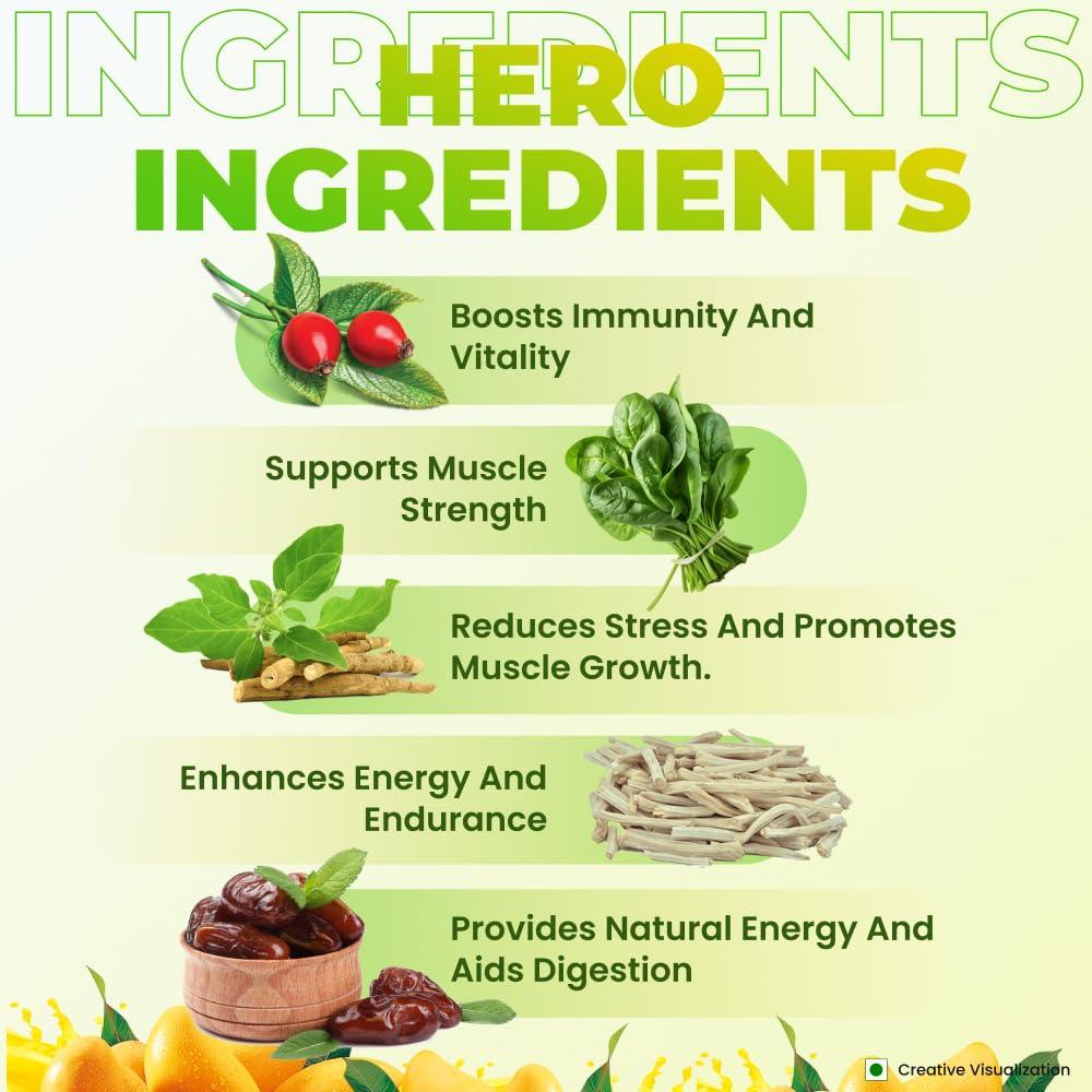 NUTRELA Nutrela Weight Gainer Powder - 500 gram, Mango Flavour | 20g Protein, 66.8 Carbs, 13 Vitamins & 12 Minerals with Khandsari Sugar | Ideal for Athlete, Men, Women & Kids above 10 Year