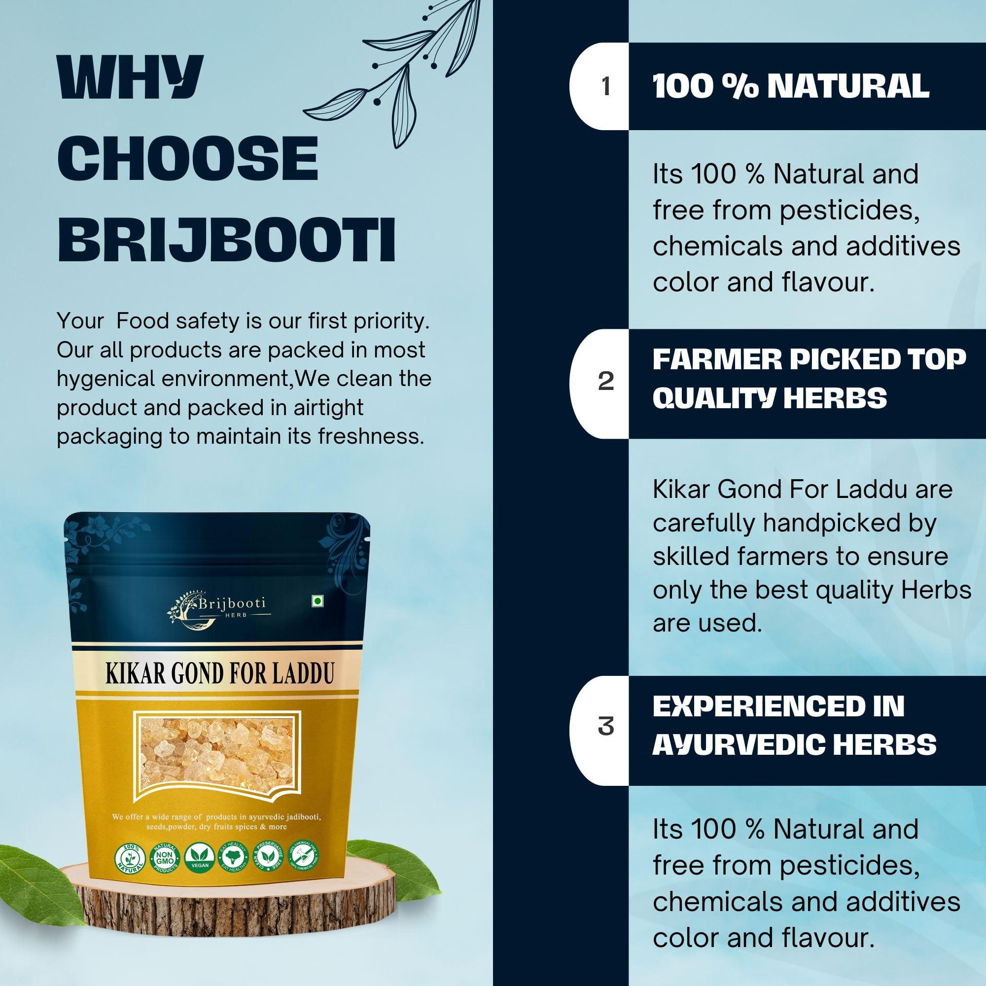 BrijBooti BrijBooti Organic Babool Gond For Ladoo -(250 Gr) Kikar Gond - Gum Arabic - Babul Gond - Premium Export Quality