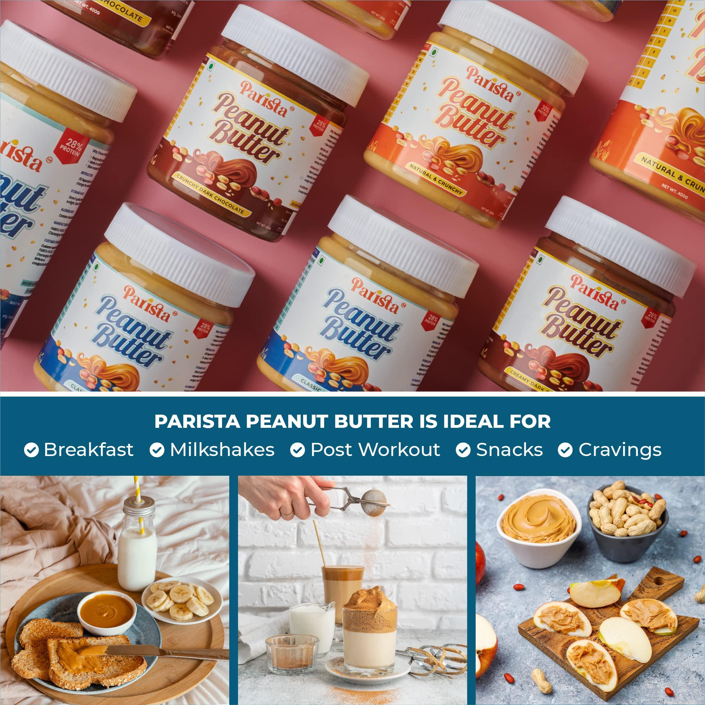 Parista Parista Classic Peanut Butter Crunchy (1 Kg) |High Protein | Super Crunchy | Gluten Free | No added oil | Cholesterol free | Vegan