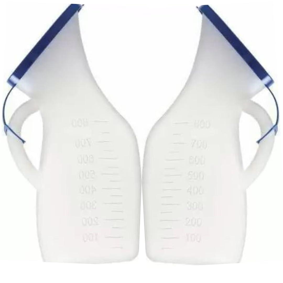 TAN45 Tan45 Urine Pot for Women in Bed Patient, Female Urinal Collector With Lid, Pack Of 2 (800 ml)