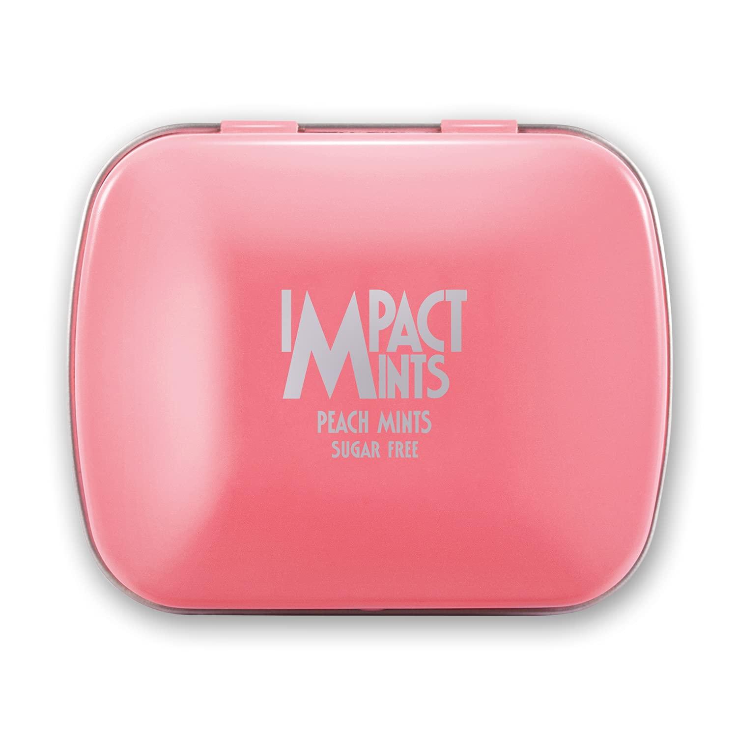 Impact Products Impact Mints Sugar-free Mints Peach Flavor (Pack of 3) 14g each, for everlasting & pleasant breath, product of Germany, pocket-friendly Mints in classic Tin packaging