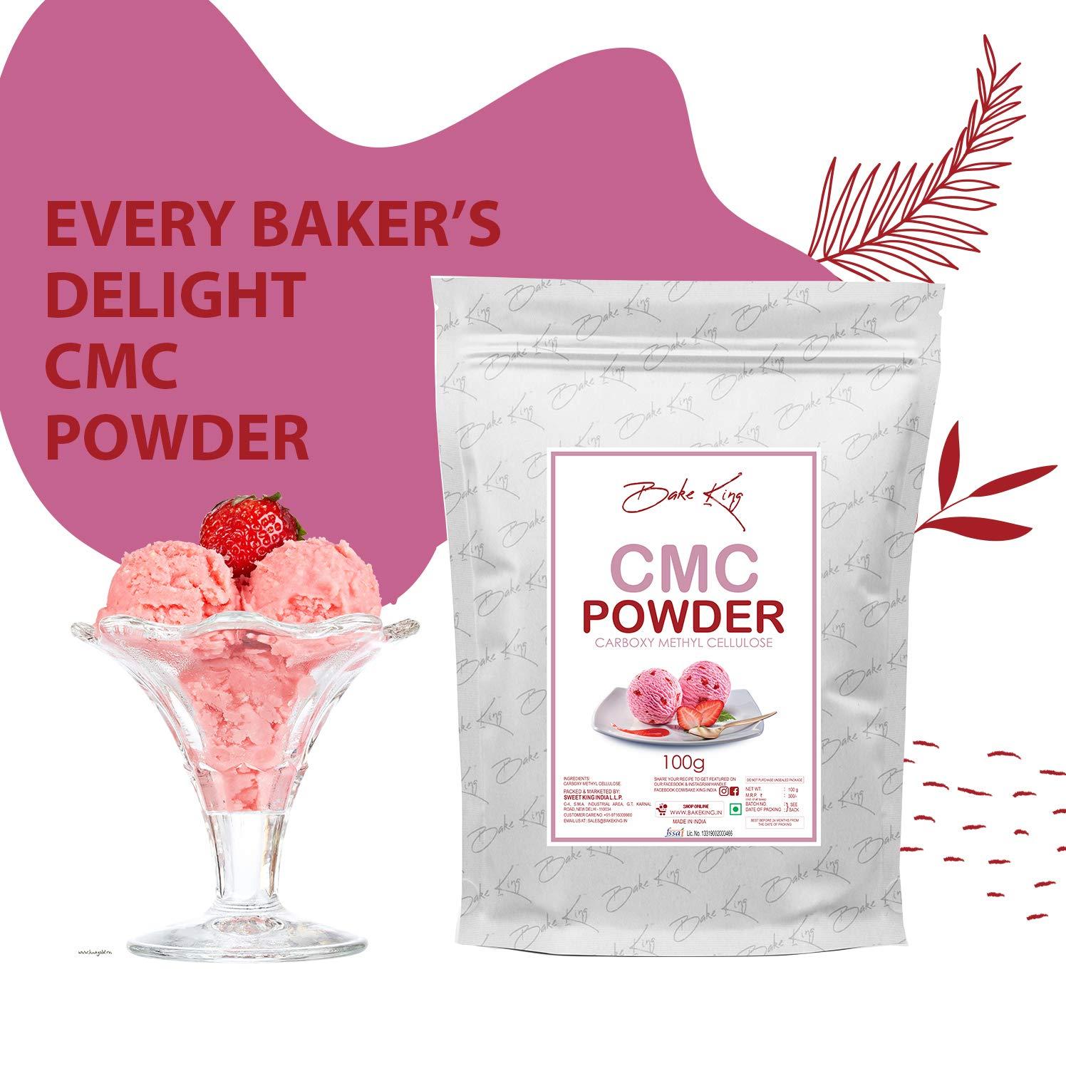 BAKE KING BAKE KING CMC Powder (Carboxymethyl Cellulose) 100G for Ice Creams, Food Grade | Soft, Smooth and Creamy | Raising Ingredient Powder | Instant Ice Creams That Improves Texture & Softness