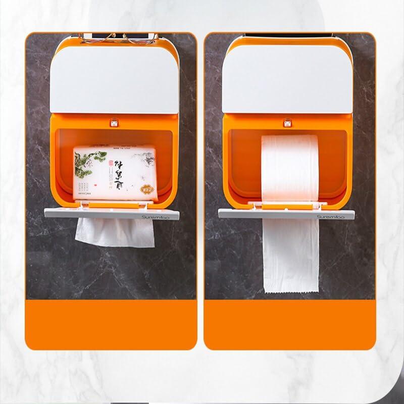 ORIGINAL MART ORIGINAL MART Tissue Box Cover Rectangular Waterproof Wall-Mounted Non-Perforated Tissue Box, ABS Material, Suitable for All Kinds of Pumping Paper, Toilet Paper, Roll Paper
