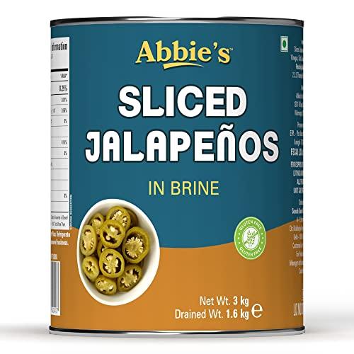 Abbie's Abbie's Jalapeno Slice in Brine A10, 3 kg | Ready to Eat Jalapeno Pickle | Perfect for Toppings in Pizza,Pasta , Sandwich,Nachos , Salad