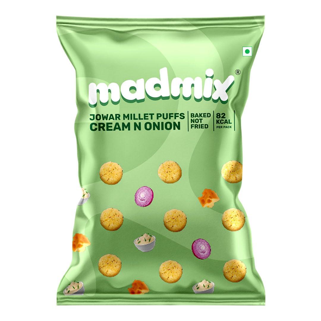Madmix Madmix Bundle | Jowar & Quinoa Millet Puffs | All Flavors Pack of 5 Each | Baked, Not Fried | Protein-Packed | Healthy Snacks | Gluten-Free | No preservatives or Trans Fat | Pack of 25 (20g x 25)