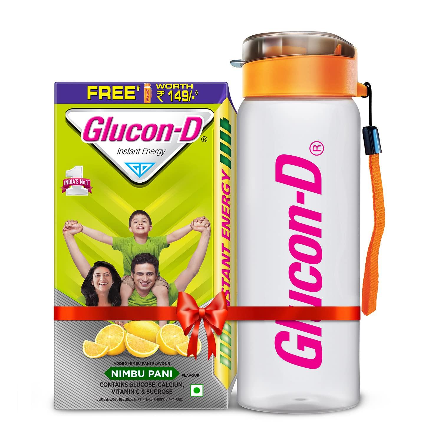 Glucon-D Glucon-D Instant Energy Health Drink Tangy Orange - 1kg Refill with free bottle & Glucon D Instant Energy Health Drink Nimbu Pani - 1kg Refill with Free Bottle