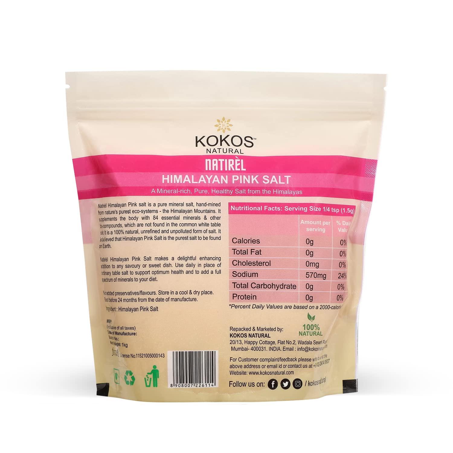 Kokos Natural Kokos Natural - Himalayan Pink Salt 1kg - Beetroot Powder, 200g - Total 1200 Gm