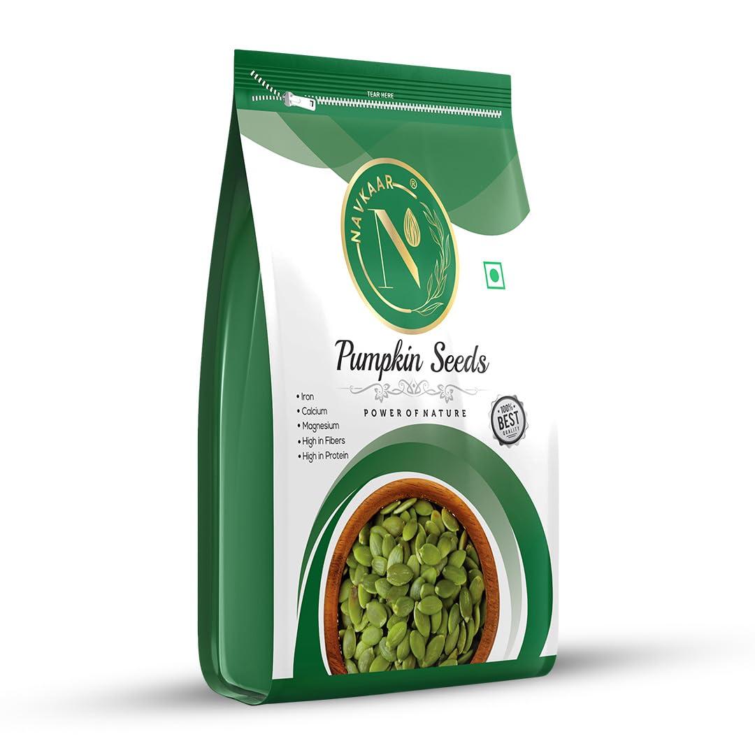 NAVKAAR Navkaar Organic Pumpkin Seeds 1kg - Raw & Unroasted Pumpkin Seeds for Eating | Kaddu Magaj | Kaddu Ke Beej | Healthy Diet, Immunity Booster and Fiber Rich | Pack of 5 (5x200g)