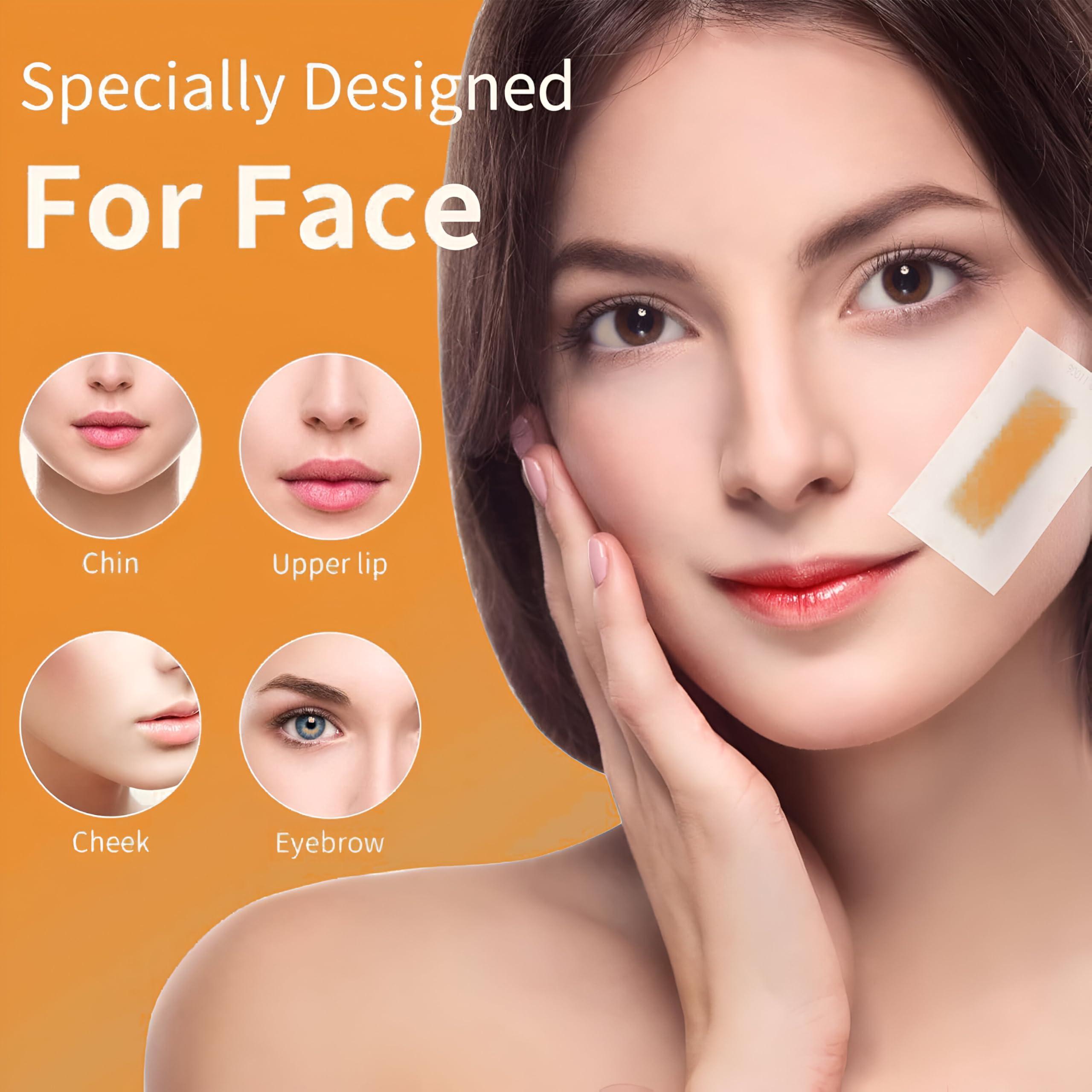 KNYUC MART KNYUC MART Hair Removal Waxing Strips for Eyebrows Face Upper Lip Chin Facial Wax Strips for For Legs,underarms (20 Strips +2 pcs finish wipes) (CHAMOMILE)