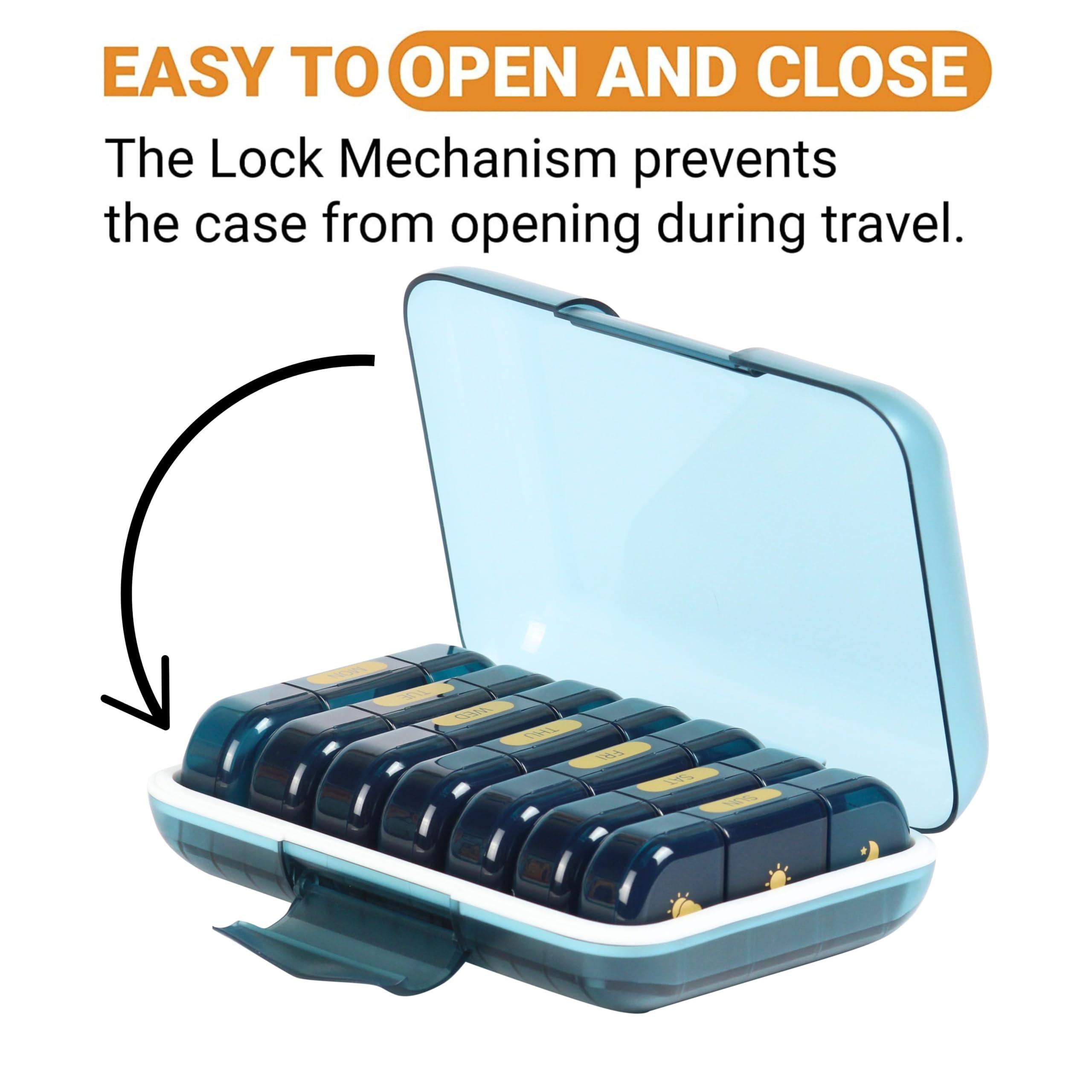 POPCUBE Premium Unbreakable Medicine storage organizer- Waterproof Medicine organizer box- Medicine Box, 7 days Medicine Box For Home-Large Pill Organizer Box Case (Blue-3 Compartment)