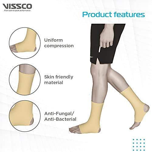 Vissco Vissco Anklet, Ankle Support for Injured Ankles, Arthritic Pain, Swelling, Stiff Joints, Pain Reliever for Strained or Sprained Ankles - Large (Beige)