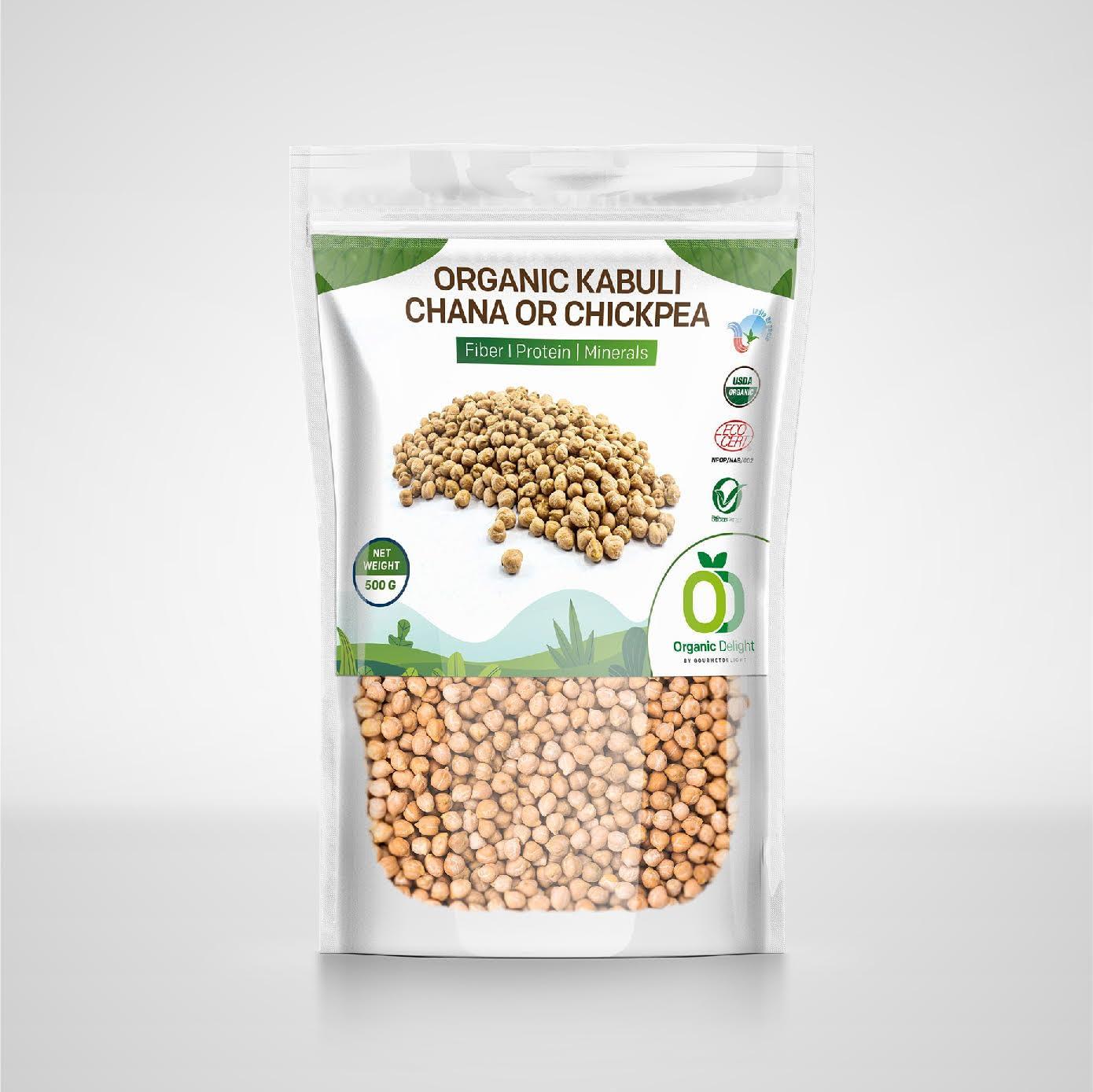 Organic Delight Organic Delight Kabuli Chana/Chickpea (1kg) 100% Natural -USDA Certified - White Chana/Chole Chana - Rich Fiber, High Protein (1 kg)
