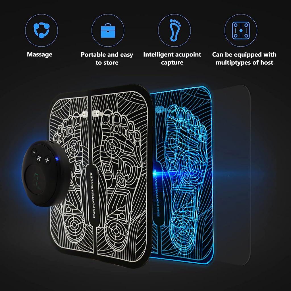 HANNEA HANNEA Electric Foot Sole Massager Pad, EMS Foot Sole Massager Pad, Feet Massage Pad Relieve Feet Pain, Rechargeable Foot Sole Massager Pad with 6 Modes, 9 Strength Levels, 15min Auto Off