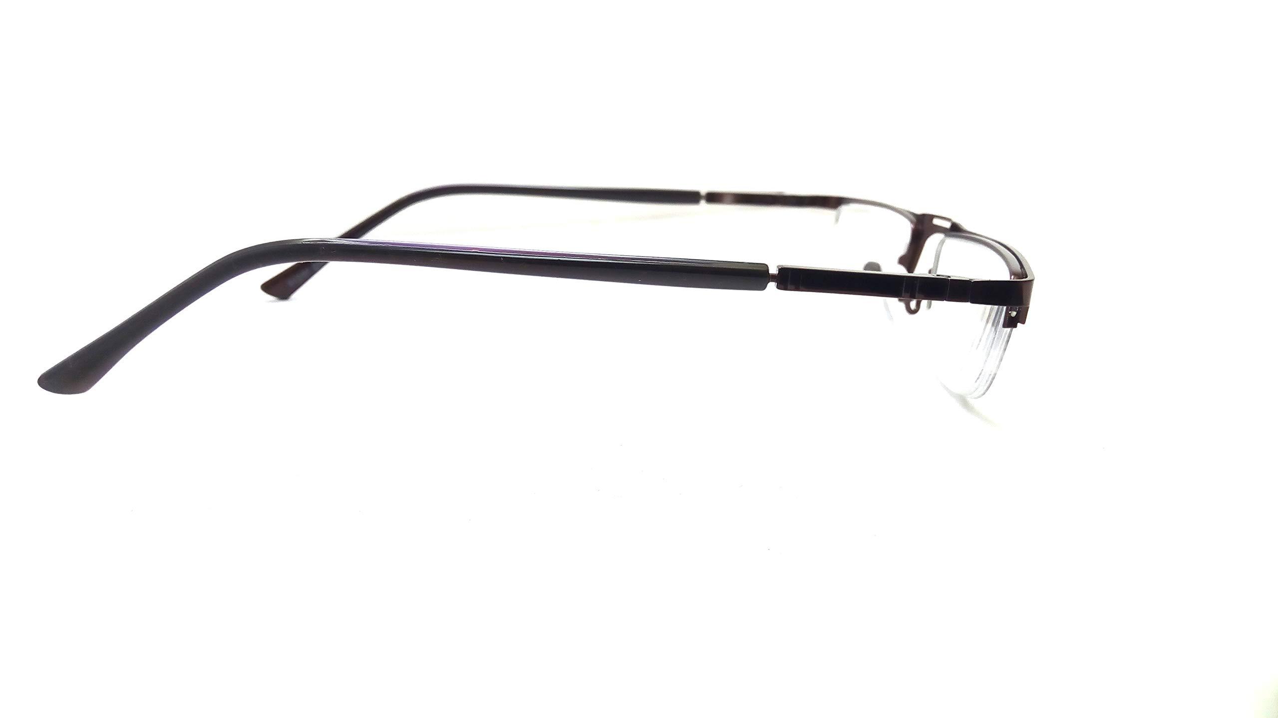 N Specs N Specs near reading glasses +2.25 power rectangle square brown colour metal half frame with unbreakable fiber glasses