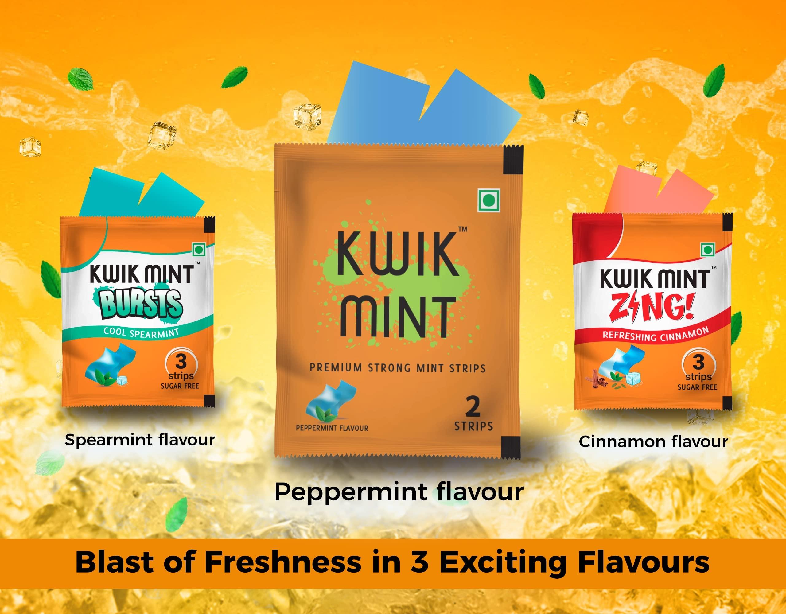 Kwik Mint Kwikmint Premium Strong, Instant mouth freshener dissolving strips for oral care  Pack of 4 (352 Strips)