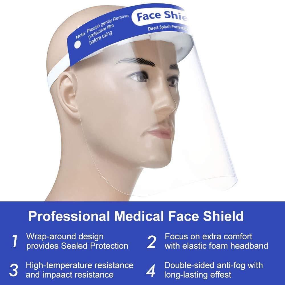 AEC AEC Reusable Safety Face Shield Clear Face Protective Anti Fog Visor for Eye Head Protection, Soft Head Facial Cover/Mask - Made In India (24Pieces)