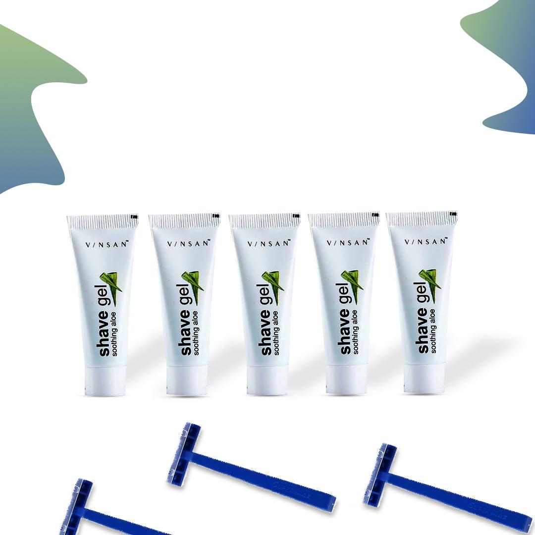 clayherbs Clayherbs Toiletries Sets Hotel Accessories,Hotel Kit,Guest Room Amenities,Marriage Guest Toiletry Kit Hospital Kit Shaving Kit (1 Razor & 1 Shaving Gel Tube 8g) Set Of (50)