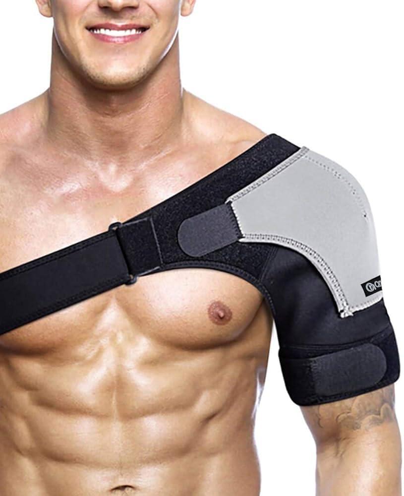 TIMA TIMA Shoulder Support Belt for Men and Women | Shoulder Support for Rotator Cuff, Dislocated AC Joint, Labrum Tear, Shoulder Pain, Shoulder Compression Sleeve (Black n Grey)