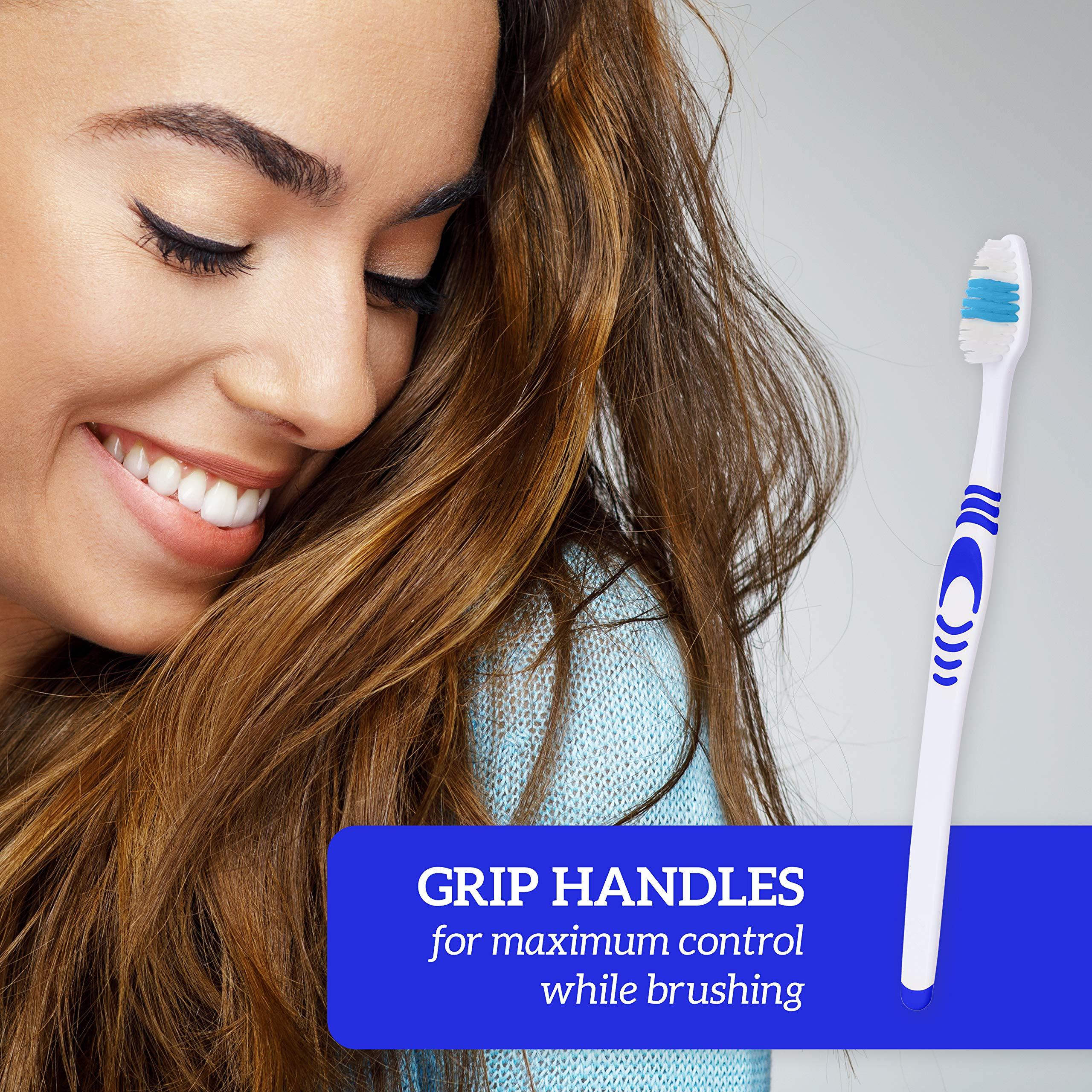 Lingito 25 Bulk Toothbrushes | Individually Wrapped | Manual Disposable Travel Toothbrush Set for Adults or Kids | Made with a Medium-Soft Large Head | Multi-Color | Travel Toiletry Oral Set