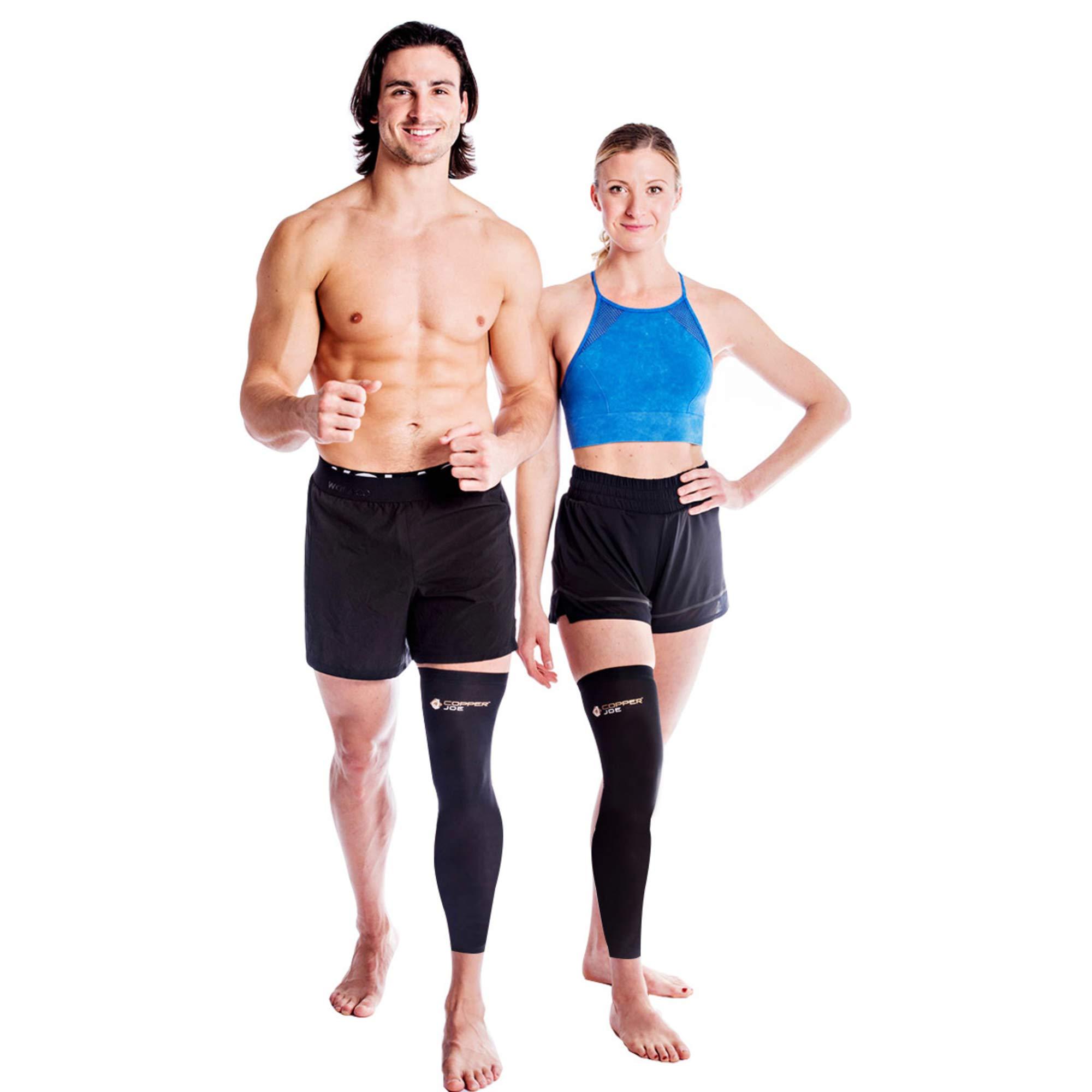 Copper Joe Copper Joe Full Leg Compression Sleeve - Ultimate Copper Infused, Support for Knee, Thigh, Calf, Arthritis, Running and Basketball. Single Leg Pant for Men & Women (X-Large)