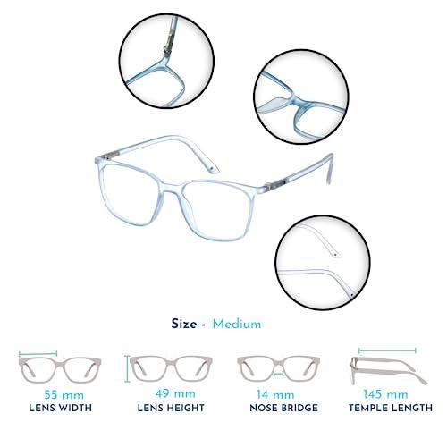 ENRICO ENRICO Bluno Square Zero Power Computer Blue Light Blocking Glasses | Anti Glare Blue Light Filter Glasses for Eye Protection from Laptop/Mobile Screen | Blue cut Reading Glasses for Men & Women